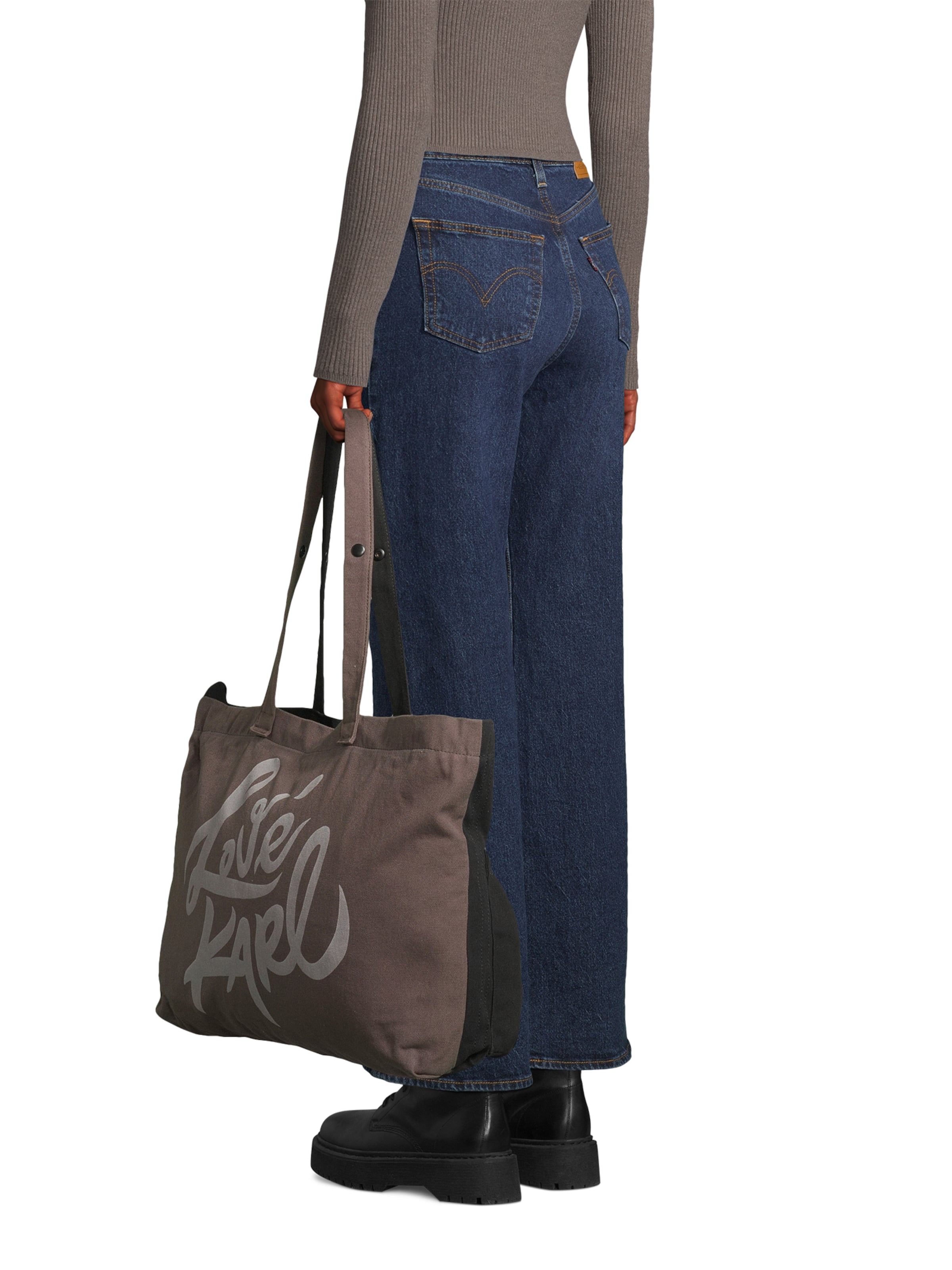 KARL LAGERFELD JEANS Ostoskassi 'KLJ X ATELIER' värissä musta: etupuoli