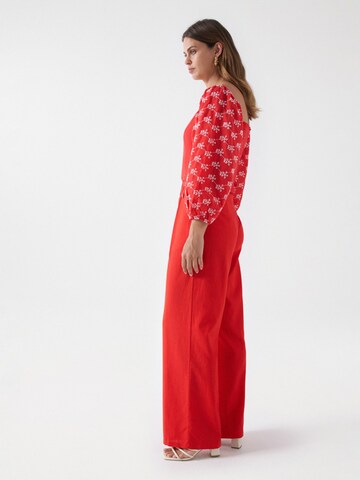 Salsa Jeans Wide leg Bandplooibroek in Rood