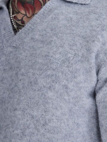 SikSilk Pullover 'Knitted Polo Sweater'‌‌‌‌‌‌‌ in Grau: Vorderseite