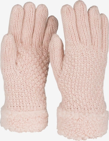 styleBREAKER Fingerhandschuhe 'Strickhandschuhe mit Perlmuster und Fleece' in Pink: Vorderseite