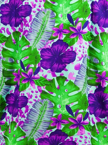 King Kameha Scarf 'Green Purple Flower' in Blue