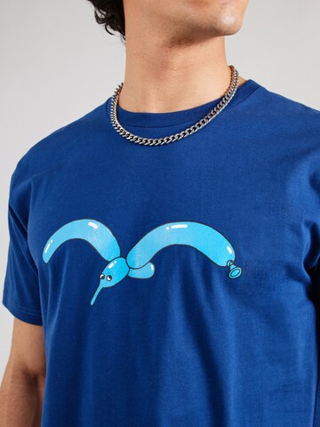 Cleptomanicx T-Shirt 'Möwe Balloon' in Blau