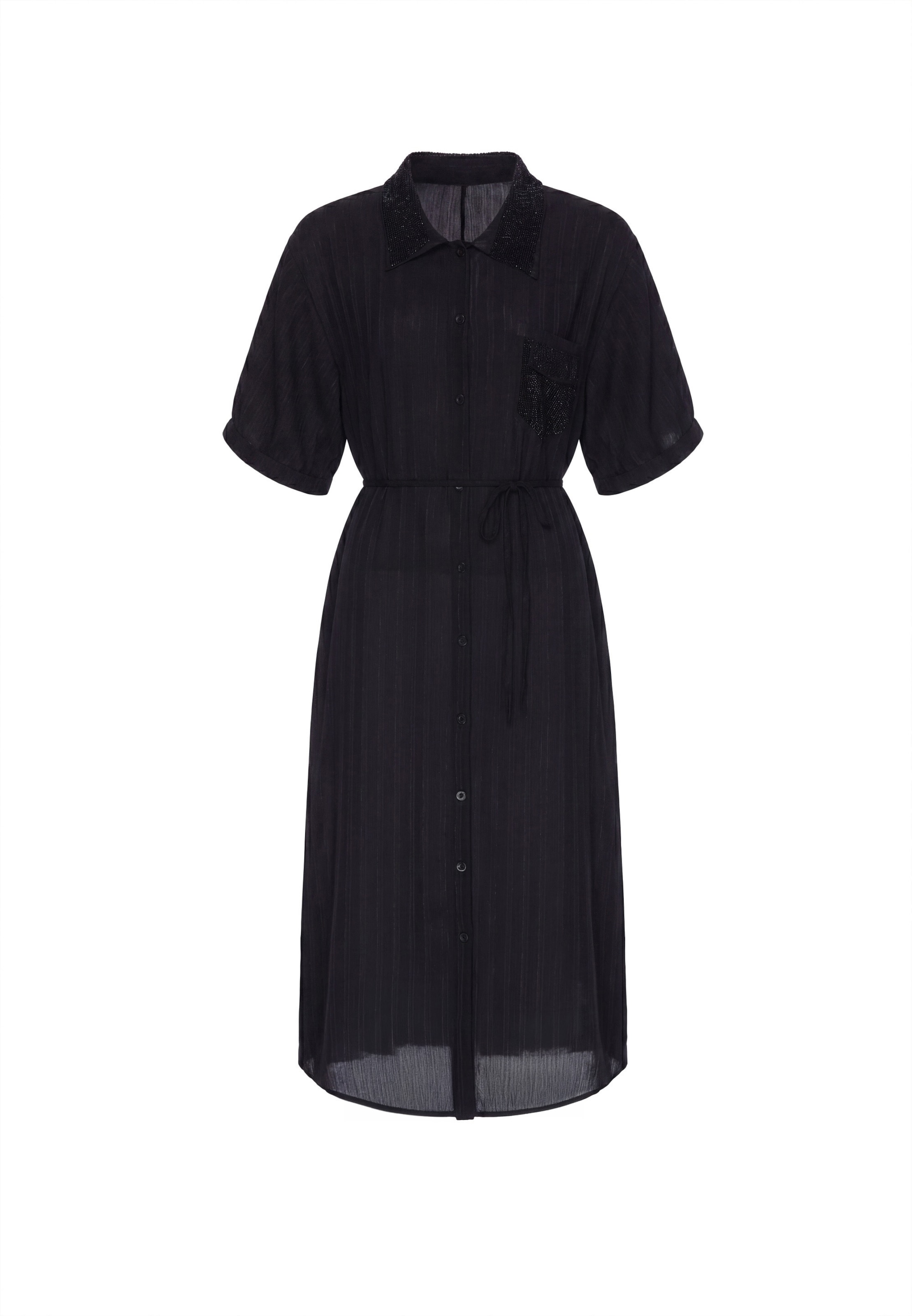 faina Shirt dress in Black: front