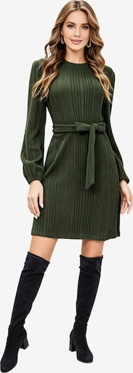 KoJooin Kleid 'Damen Strickkleid für Herbst und Winter Lässiges,Rippstrick,Fließendes Kleid mit Gürtel für Arbeit' in 36 in dunkelgrün, Produktansicht