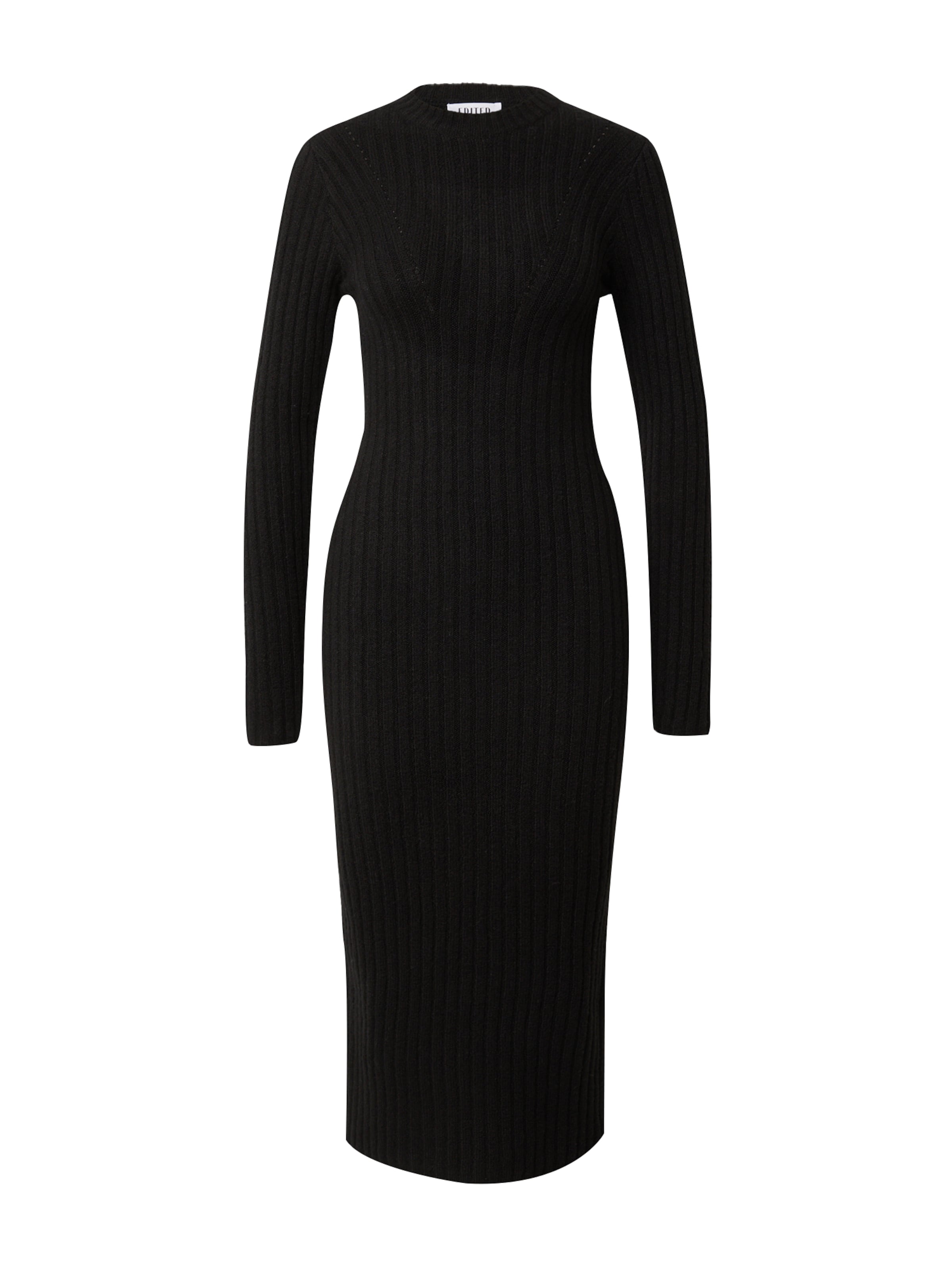 EDITED Pletené šaty 'Saphia' - Čierna: predná strana