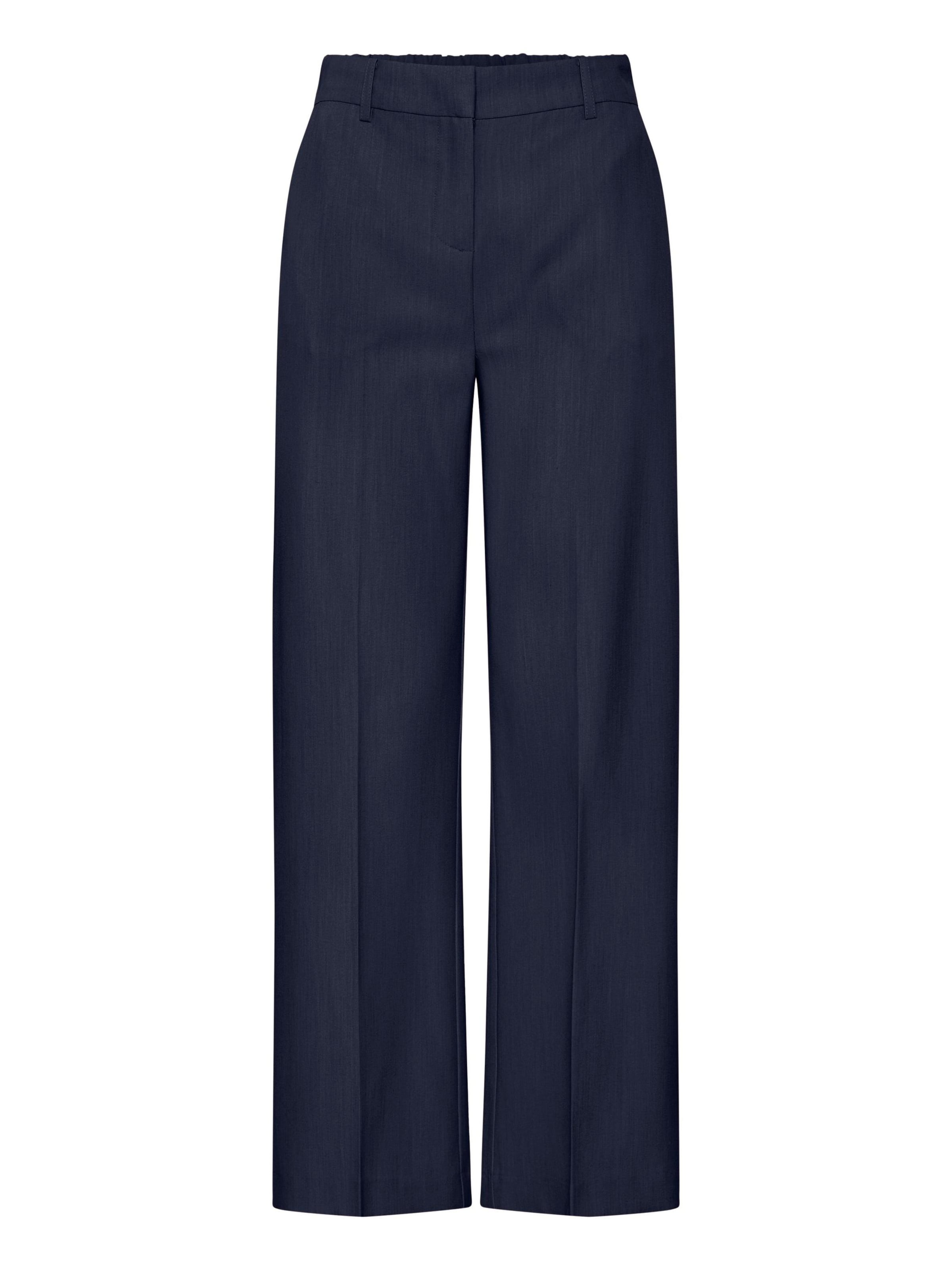 b.young Wide Leg Bukser med lægfolder 'Danta' i blå: forside