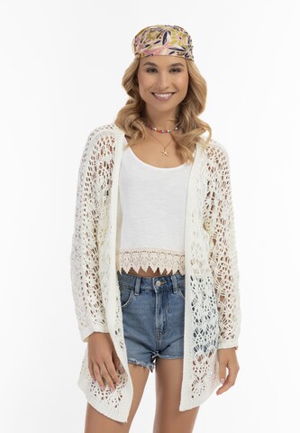 IZIA Knit Cardigan in White: front