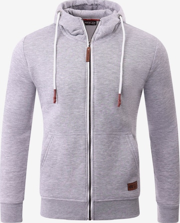 Reslad Zip-Up Hoodie 'Sweatjacke Zipper High' in Grey: front