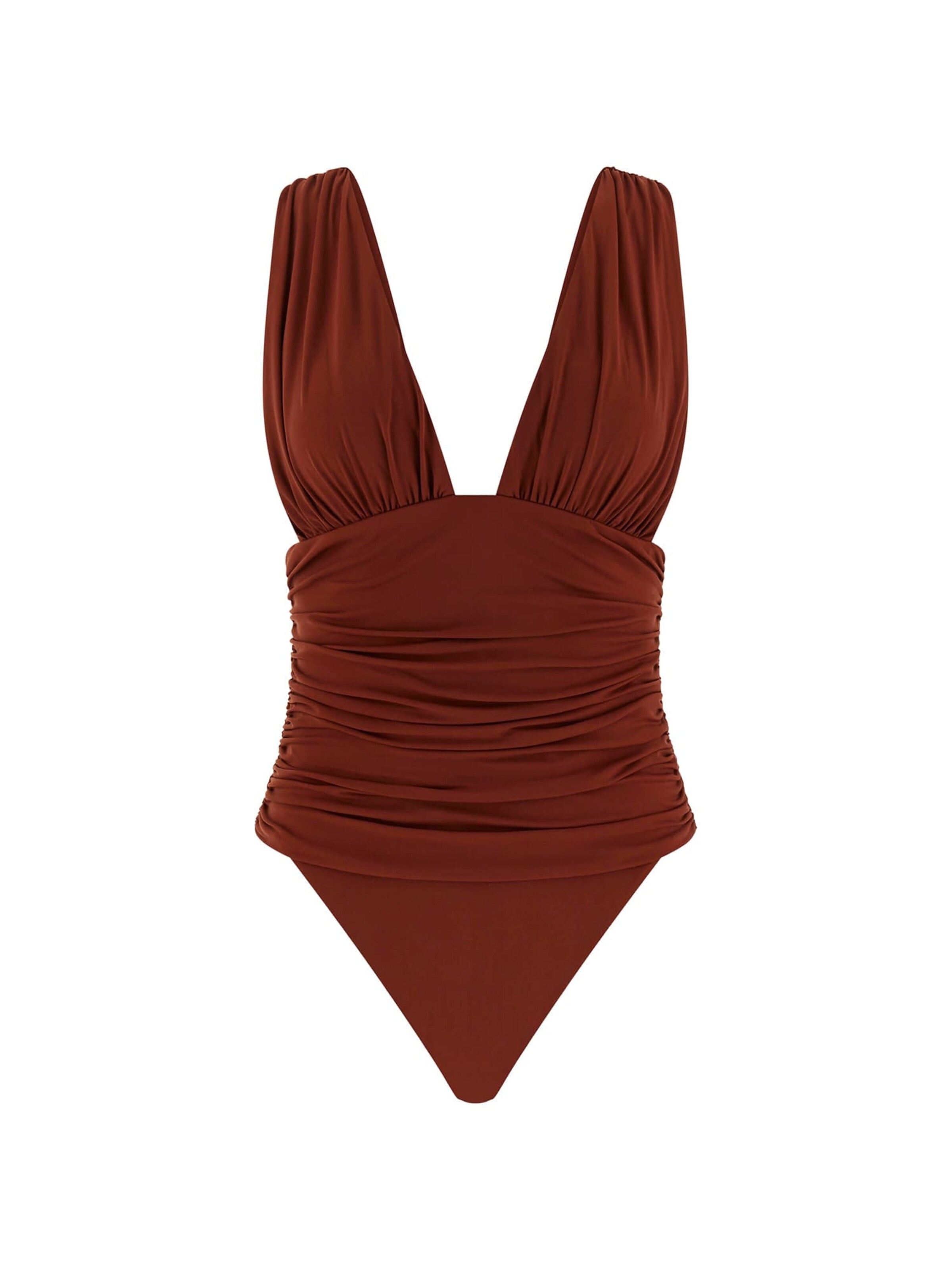 GUESS Triangle Swimsuit in Brown: front
