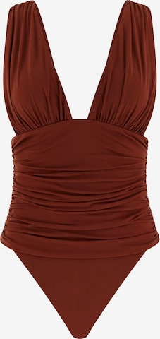 GUESS Triangle Swimsuit in Brown: front