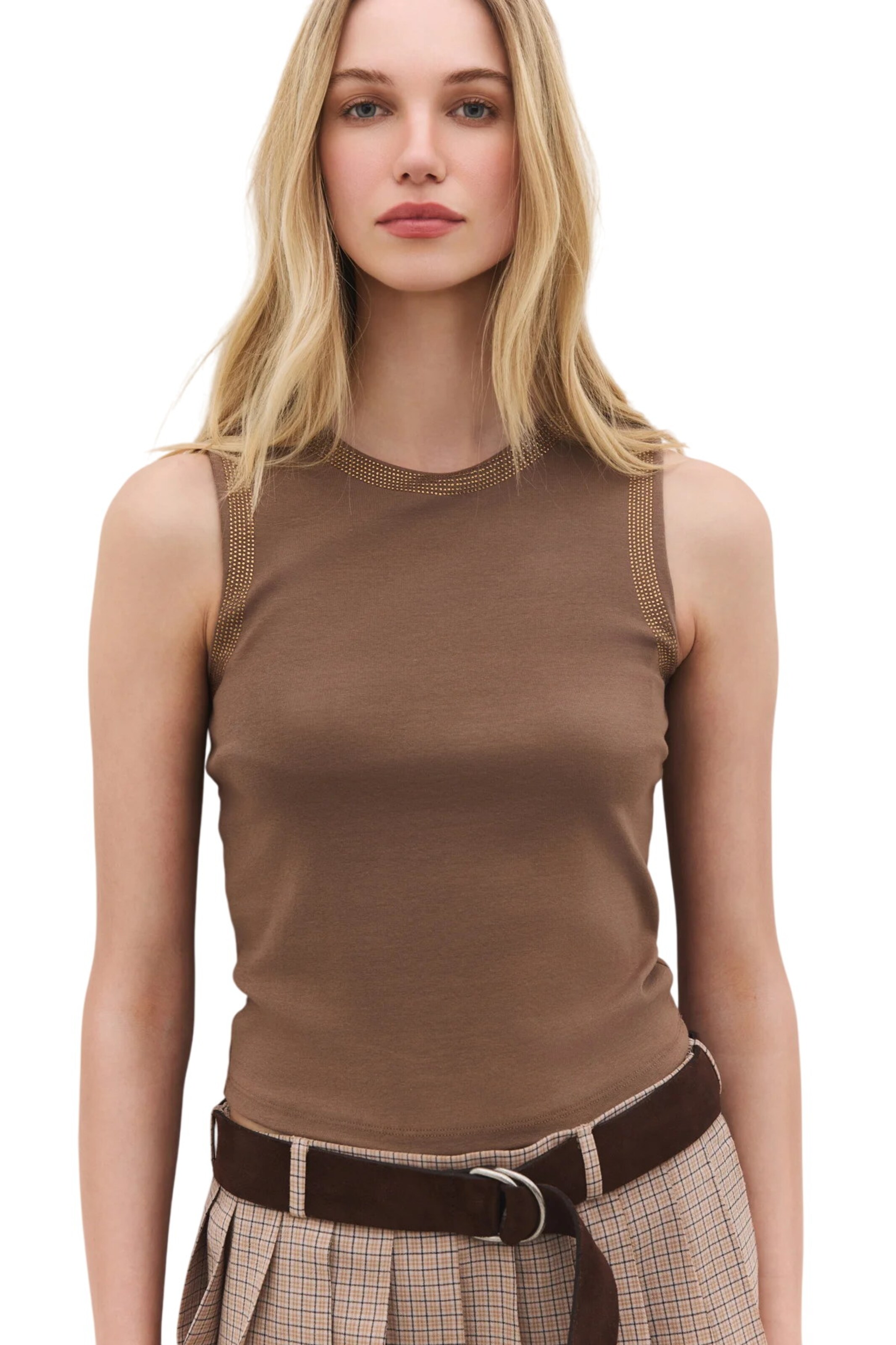 No Matter What Top in Brown: front
