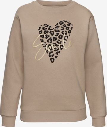 Sweat-shirt LASCANA en beige : devant
