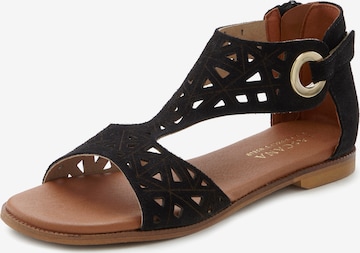 LASCANA T-Bar Sandals in Black: front