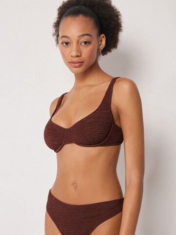 CALZEDONIA Balconette Bikini Top 'Crincle Waves' in Brown