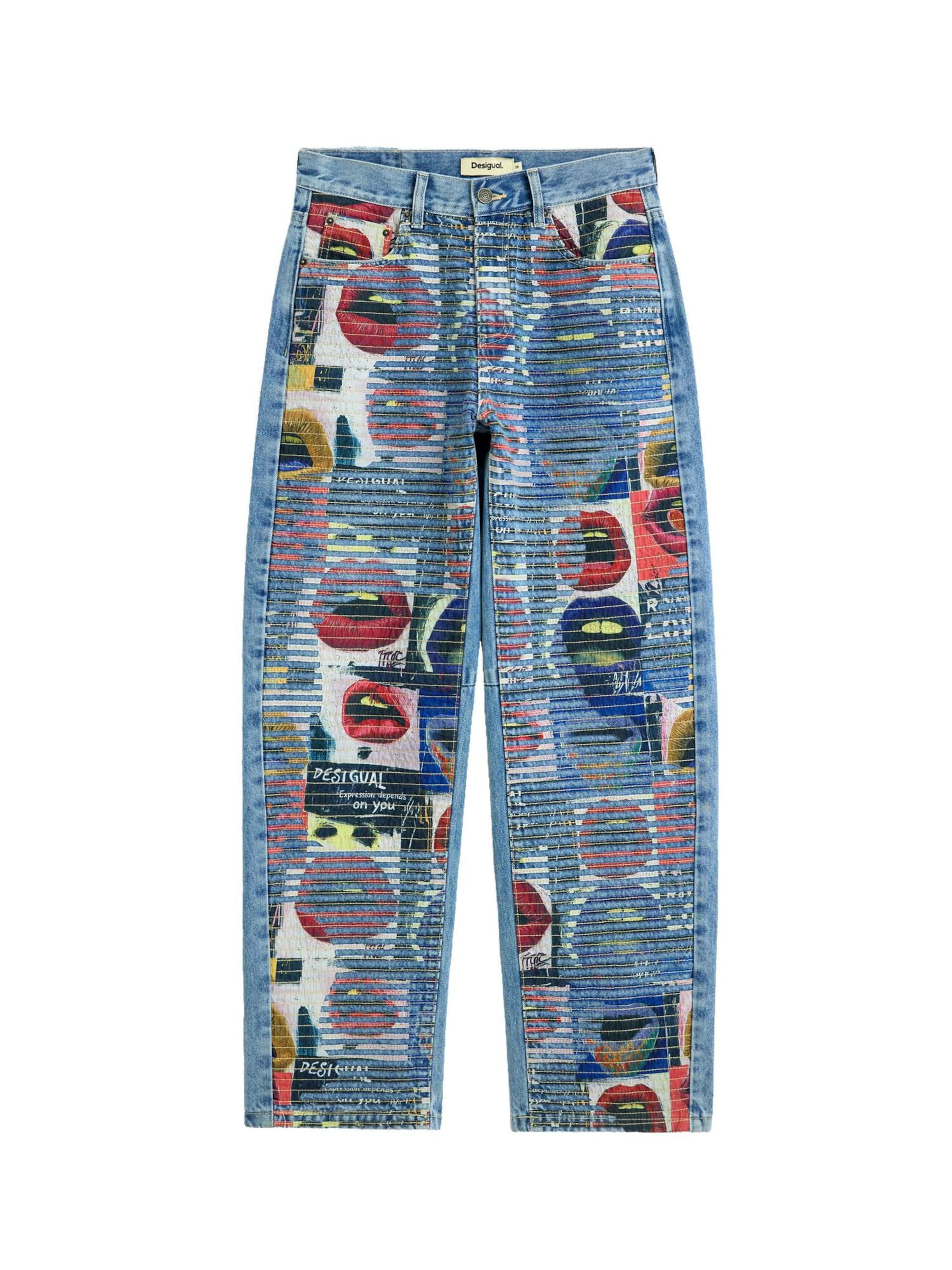 Desigual Teksapüksid 25-26 suuruses sinine teksariie / tumeroheline / melon / valge, Tootevaade