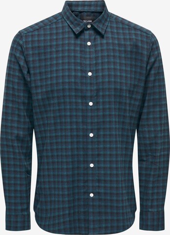 Coupe slim Chemise 'BEN' Only & Sons en bleu : devant