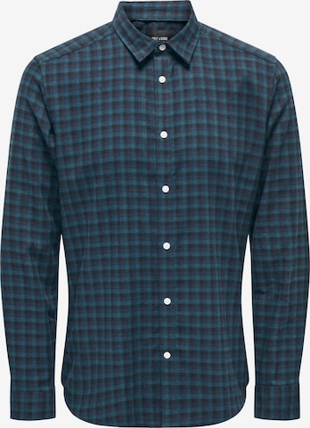 Slim fit Camicia 'BEN' di Only & Sons in blu: frontale