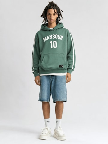 Mansour Sweater 'Striped Hoodie Sea Pine' in Green: front