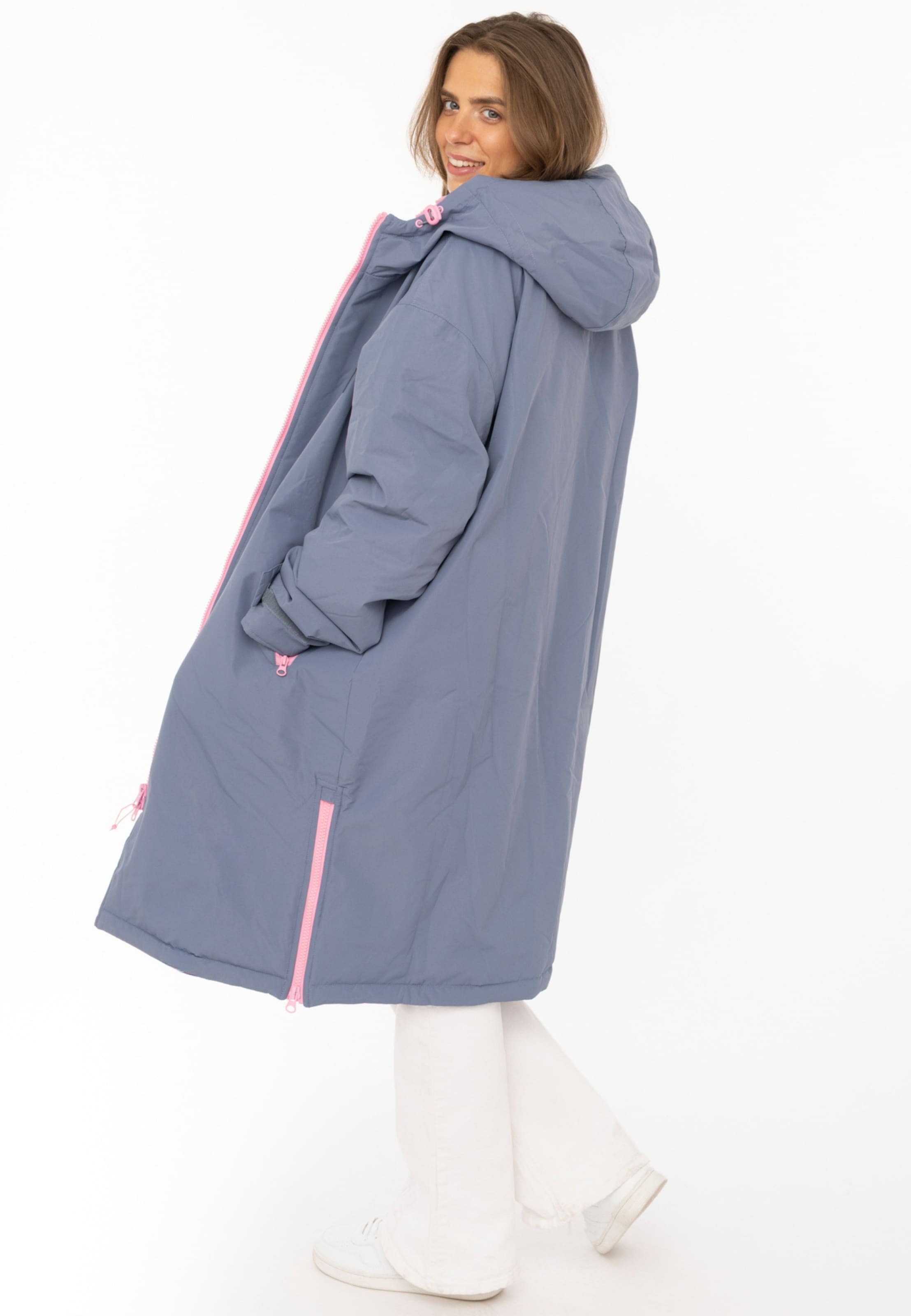 Zwillingsherz Wintermantel in Blauw: zijkant