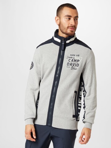 CAMP DAVID Knit Cardigan 'Ocean´s Seven II' in Grey: front