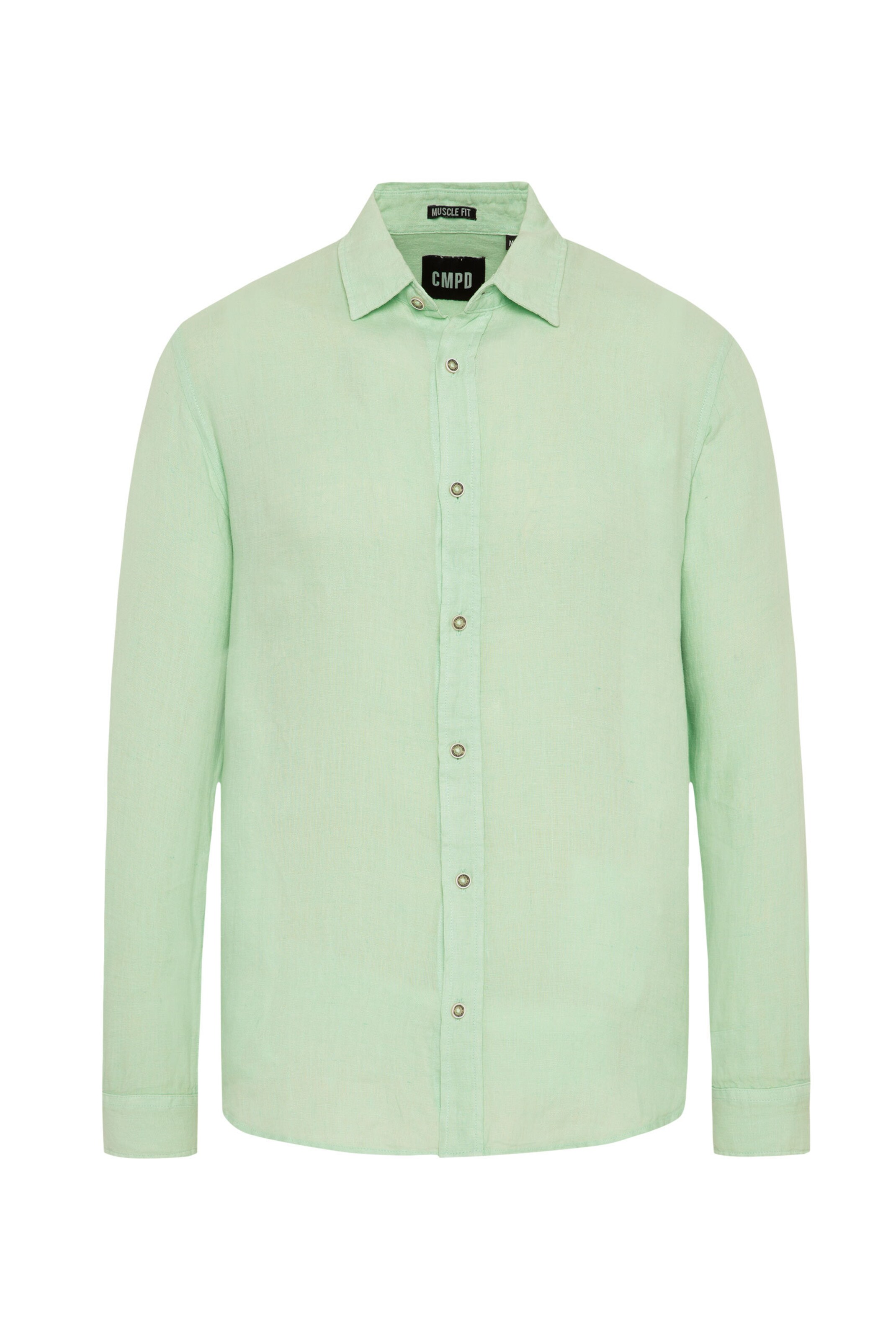 CMPD Slim fit Button Up Shirt in Green: front
