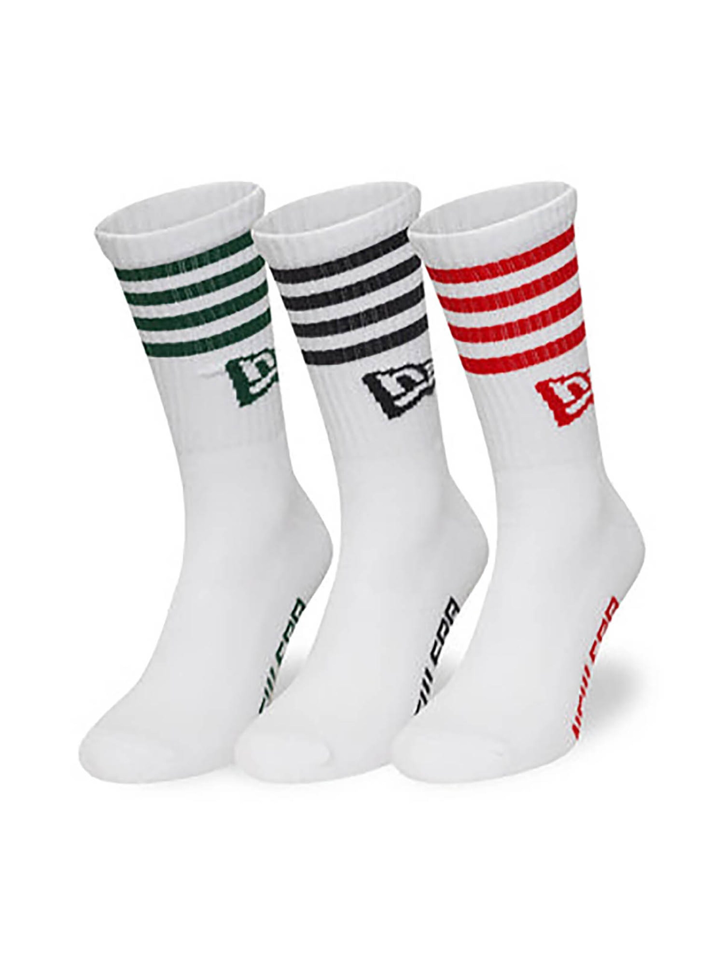 NEW ERA Socks 'Stripe Crew' in White: front