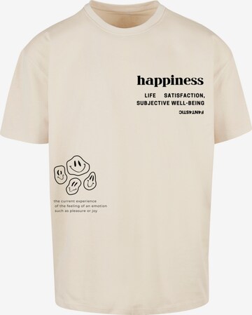 T-Shirt 'Happiness' F4NT4STIC en beige : devant