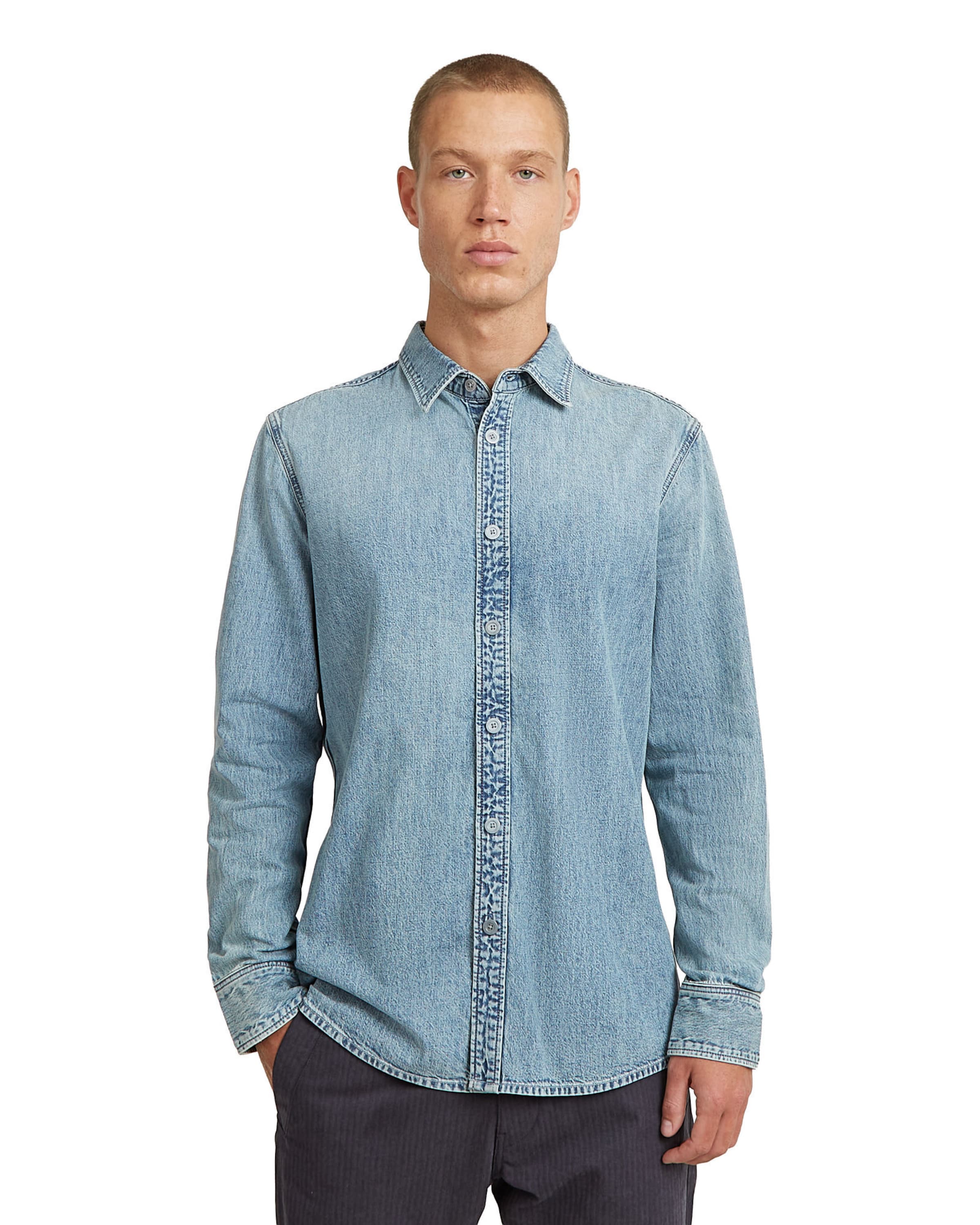 G-STAR Regular fit Button Up Shirt in Blue: front