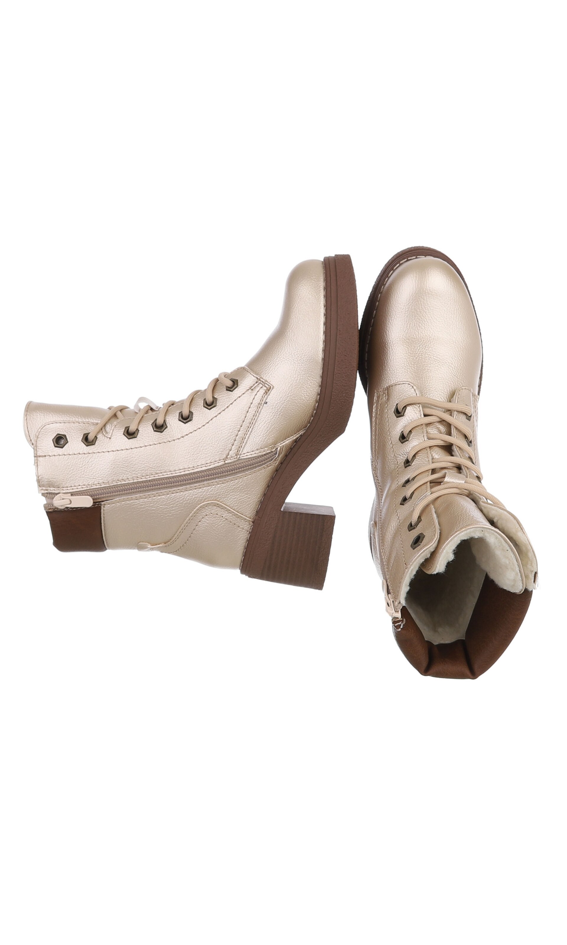 Ital-Design Lace-Up Ankle Boots in Gold