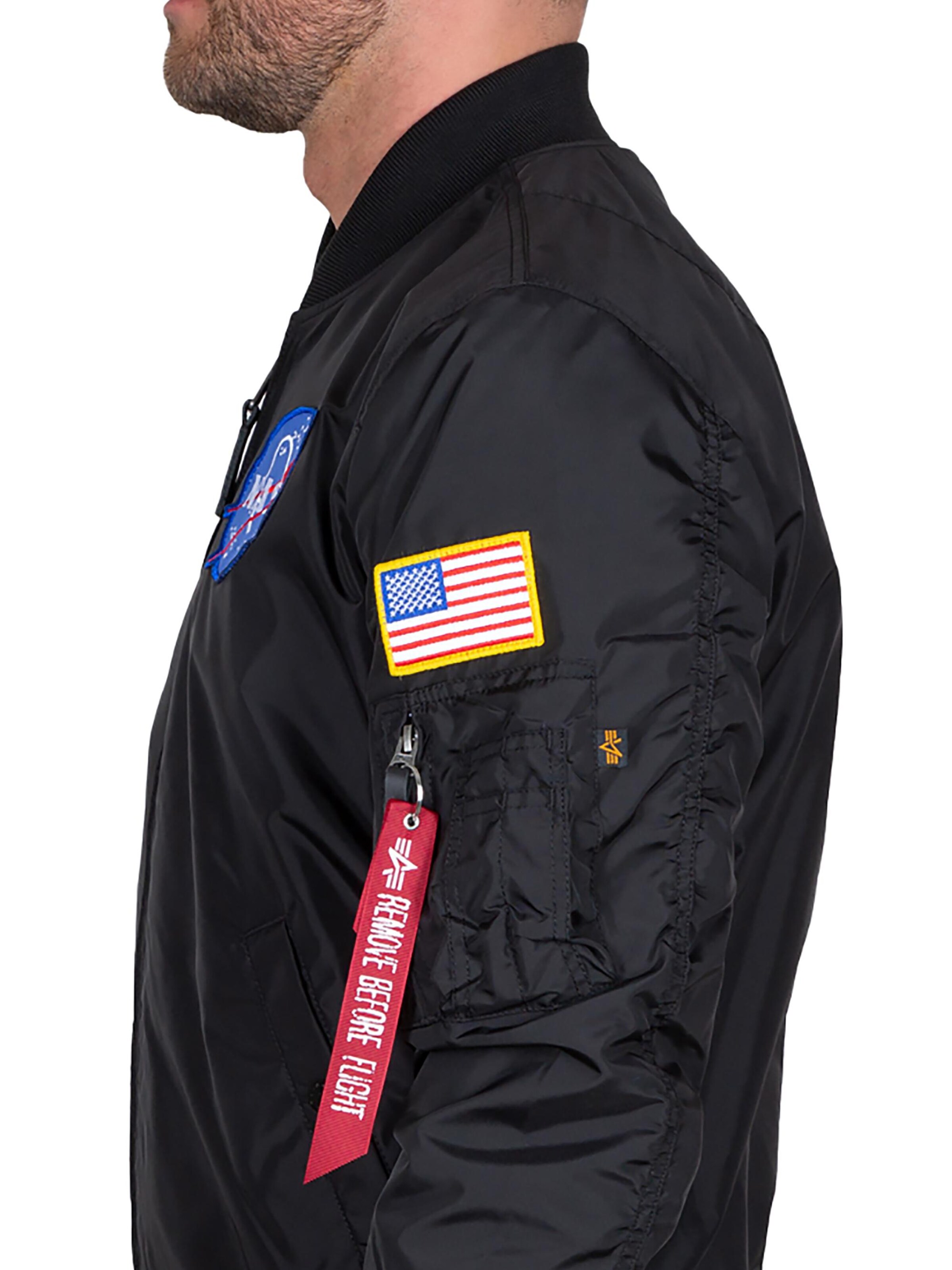 ALPHA INDUSTRIES Between-Season Jacket 'MA-1 TT NASA Reversible II' in Black