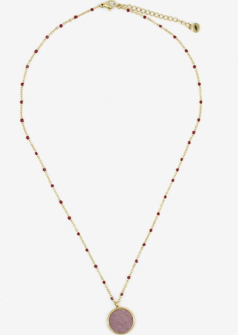Sergio Engel Necklace 'Beach Kette 03 Vergoldete farbig akzentuierte Edelstahlkette mit Natursteinanhänger' in Pink: front