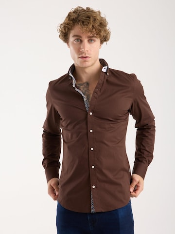Slim fit Camicia 'Donatello' di 7Camicie in marrone: frontale