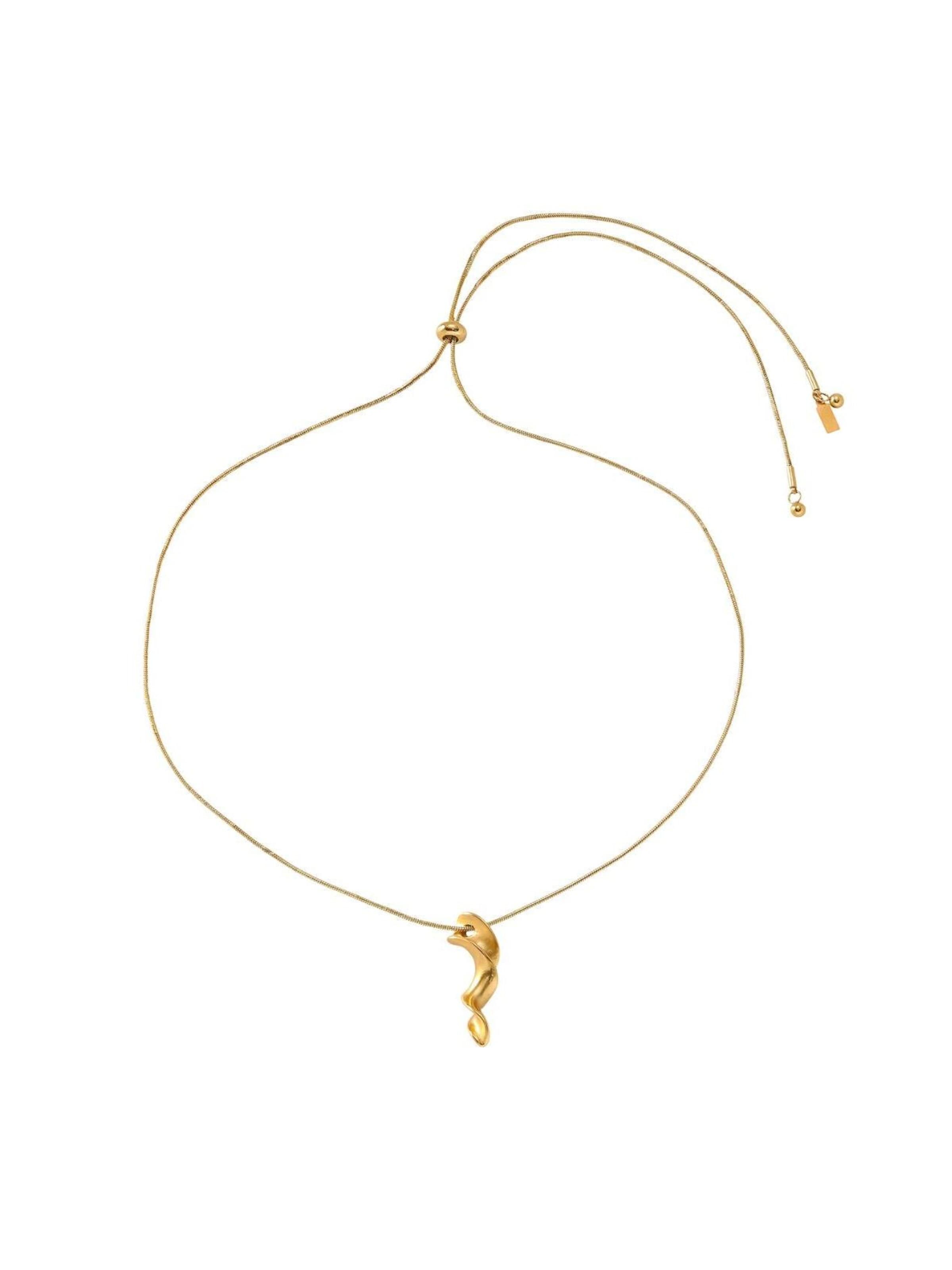 DNSK Copenhagen Ketting 'INGRID Waterproof 18K Gold Plated Long Necklace - Adjustable Chain & Brushed Stainless Steel' in Goud