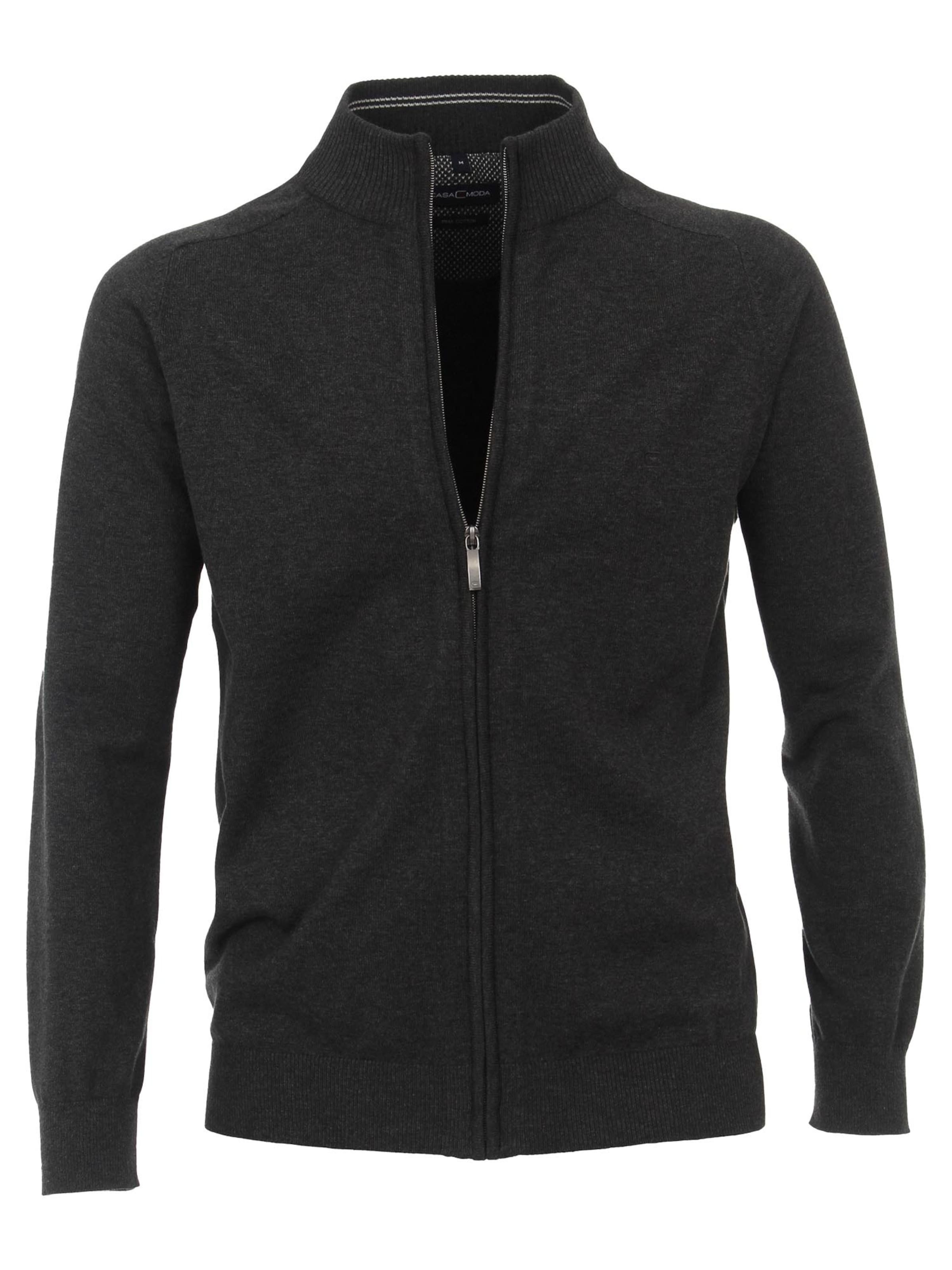 CASAMODA Knit Cardigan 'Basic' in Grey: front