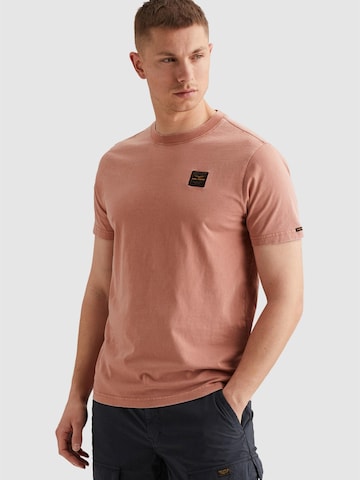 PME Legend T-shirt 'T-shirt with badge and a garment-dye wash' i rosa: framsida