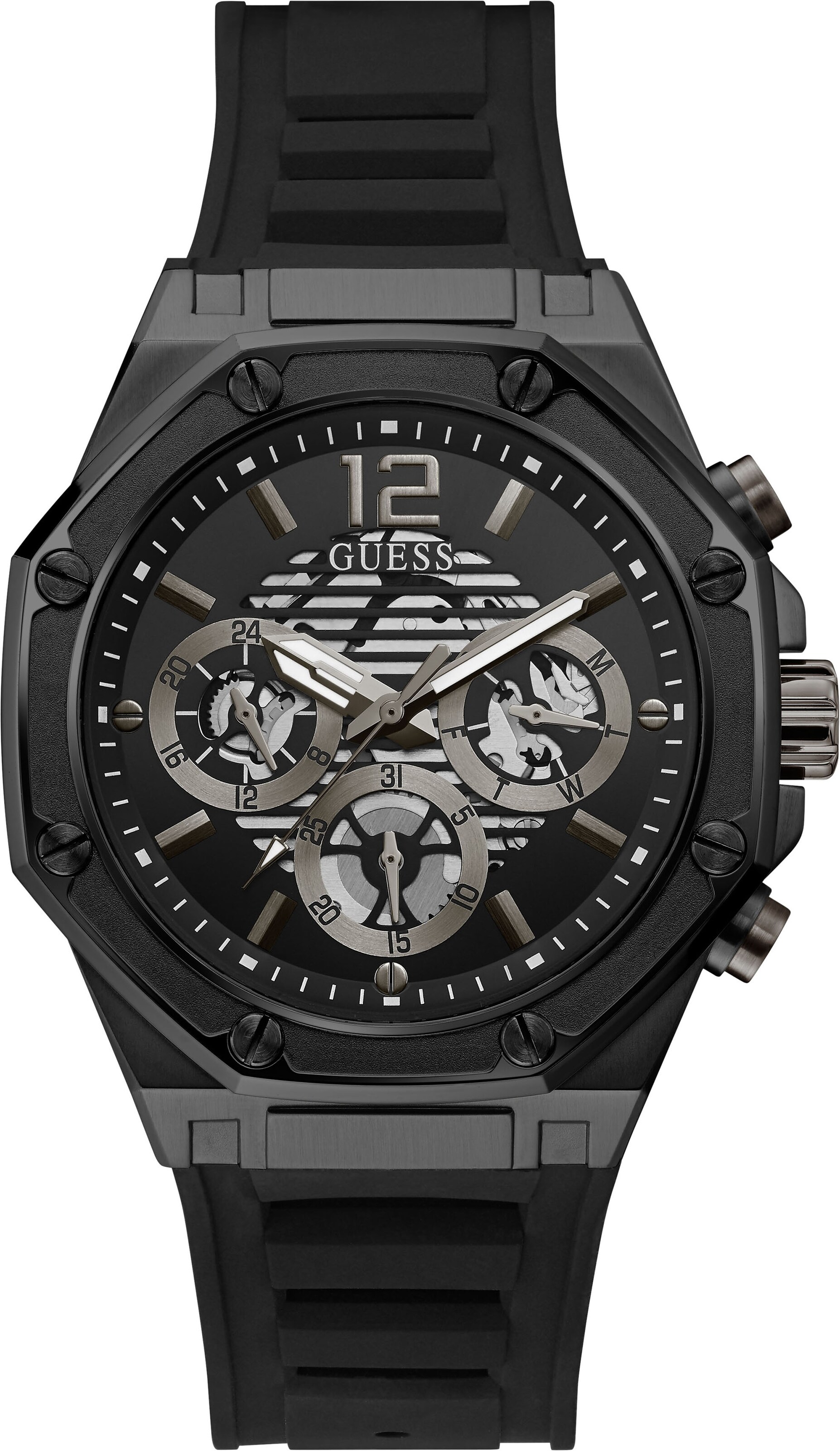 GUESS Uhr in Schwarz: Vorderseite