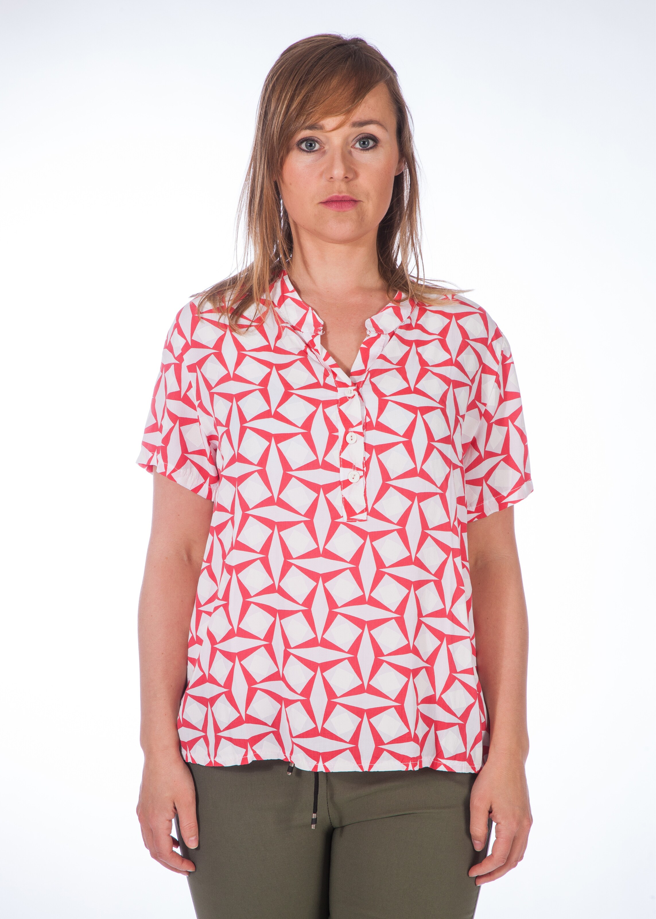 Frauen Große Größen Heimatliebe Bluse in Beige, Rot - QN99639 Frauen Große Größen Heimatliebe Bluse in Beige, Rot - QN99639