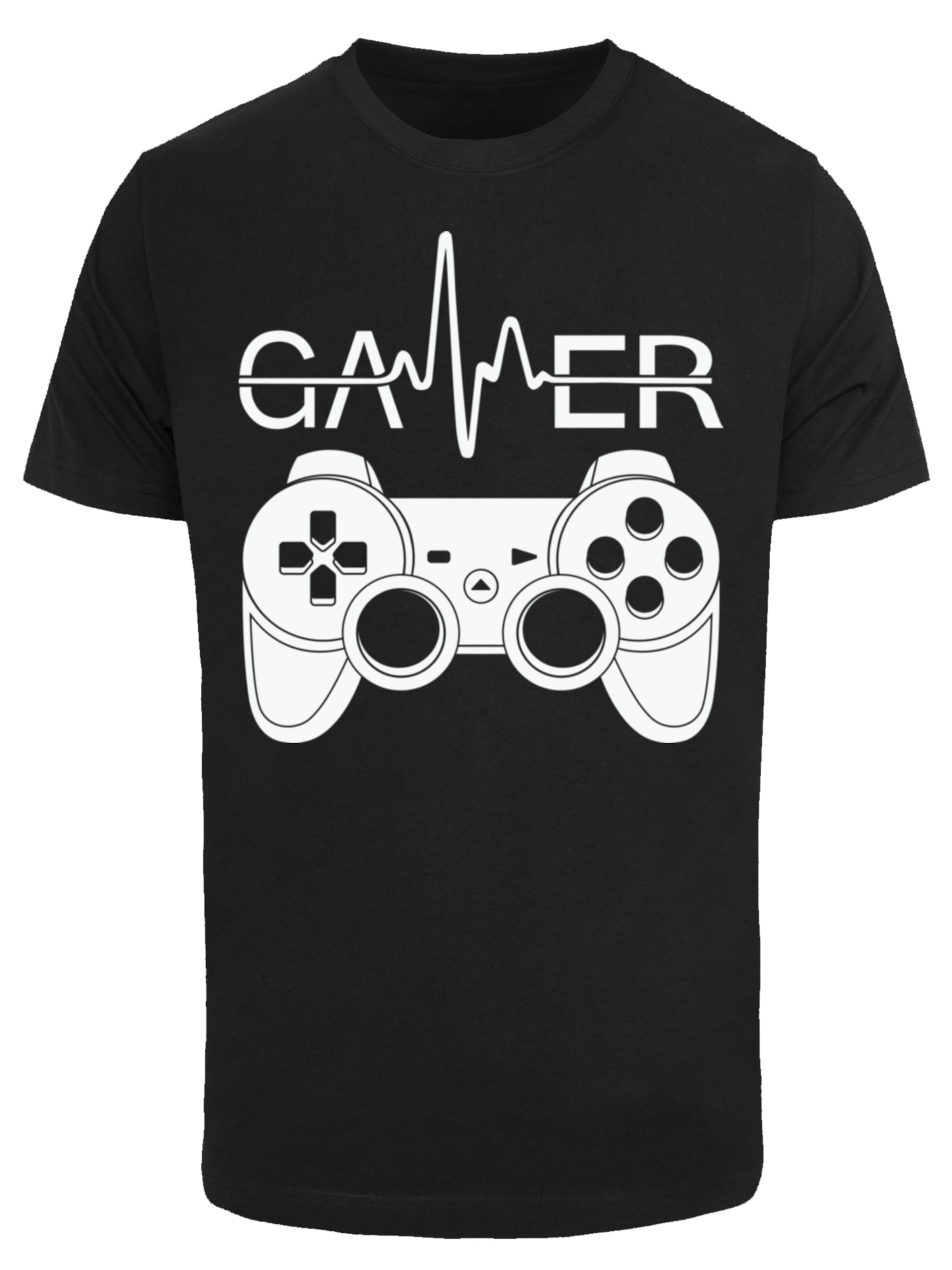 F4NT4STIC Shirt 'Gamer Heartbeat' in Zwart: voorkant
