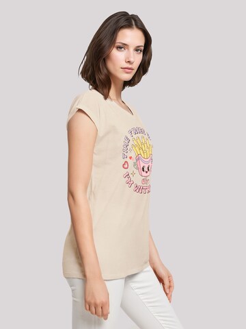 T-shirt 'Time Fries when I am with you Valentinstag' F4NT4STIC en beige