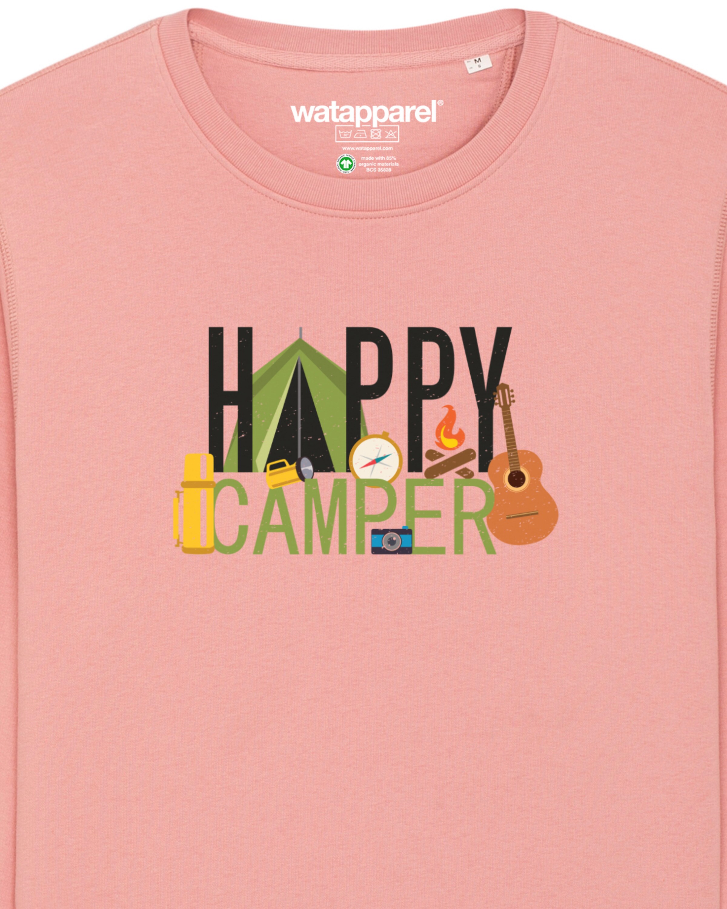 Felpa ' Happy Camper ' di Watapparel in rosa