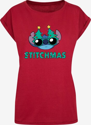 ABSOLUTE CULT Shirt 'Lilo And Stitch - Stitchmas Glasses' in Red: front