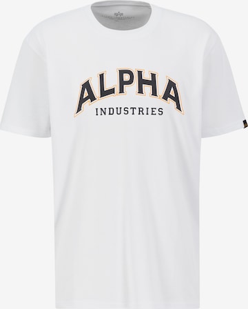 Tricou 'College' de la ALPHA INDUSTRIES pe alb: față