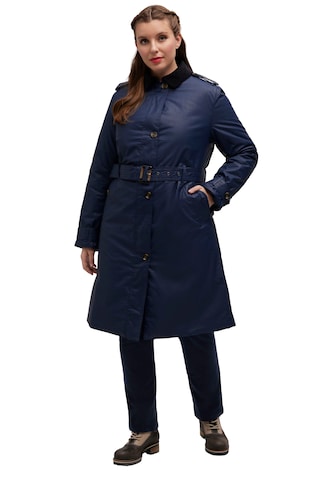 Ulla Popken Between-Seasons Coat in Blue: front