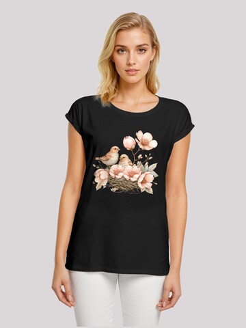 F4NT4STIC Shirt 'Vogelnest Blumen' in Black: front