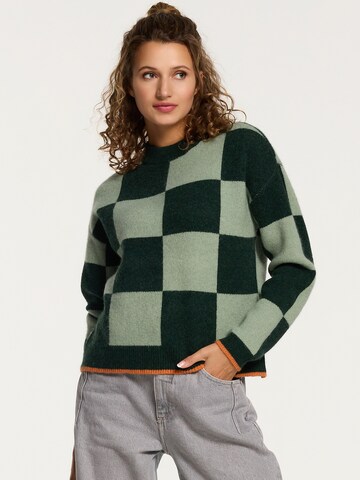 Shiwi Sweater 'Helsinki Check' in Green: front