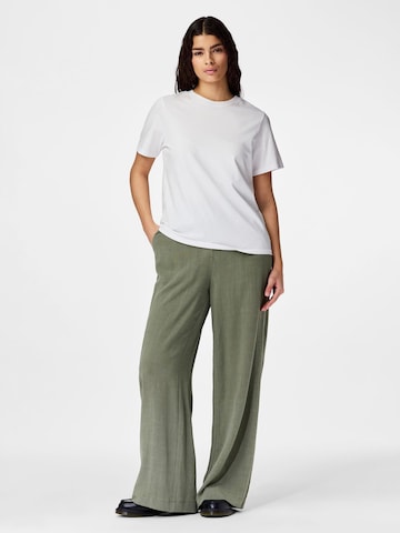PIECES Wide Leg Bukser 'PCVinsty' i grøn: forside
