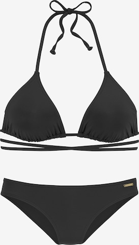 BRUNO BANANI Triangel Bikini in Zwart: voorkant