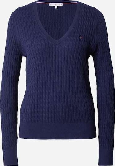 TOMMY HILFIGER Pulover 'Cable' u mornarsko plava / tamno plava / crvena / bijela, Pregled proizvoda