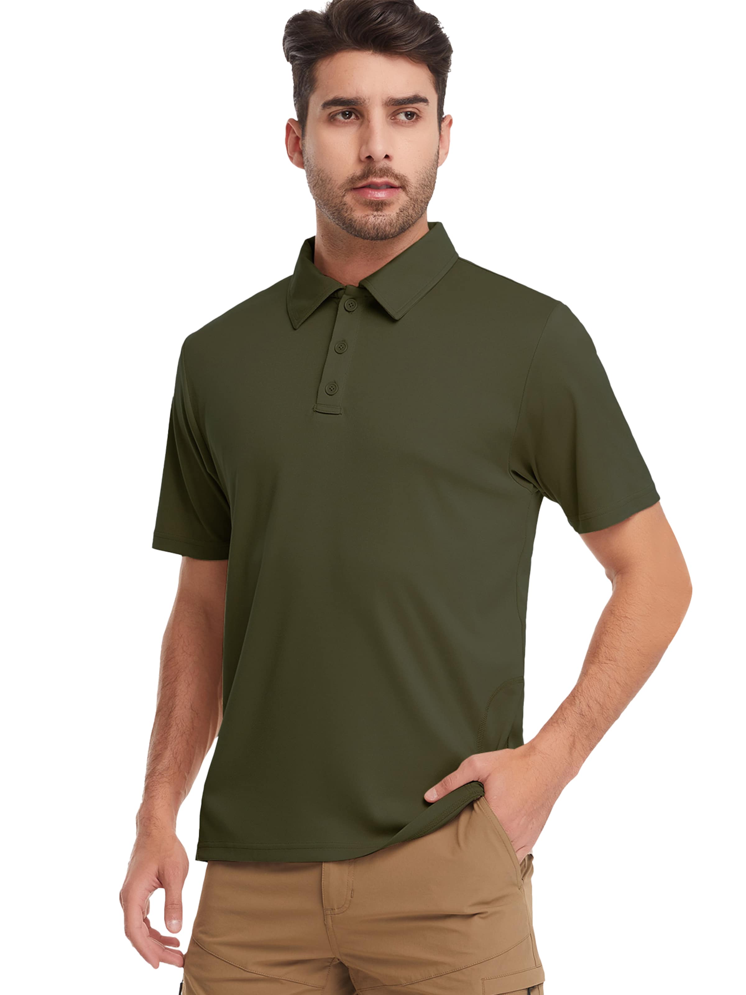 MEETWEE Shirt 'Polo Shirt Men's Short Sleeve Breathable Golf Polo T-Shirt Sport Basic Slim Fit' in Groen