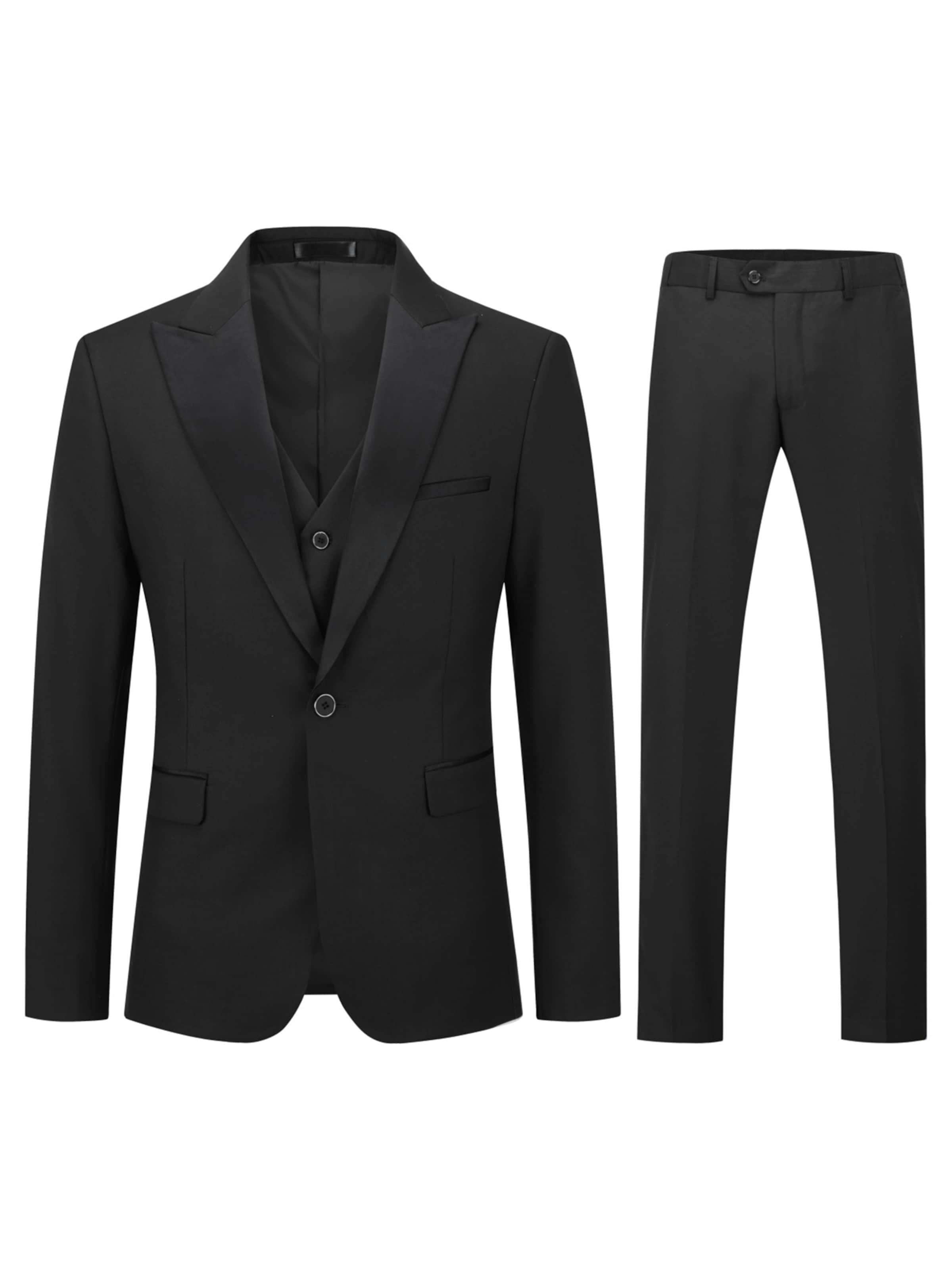 Youthup Slimfit Anzug in Schwarz: Vorderseite